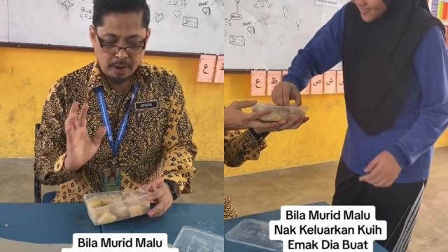 murid malu bawa kuih, guru ajak satu kelas jamah makanan