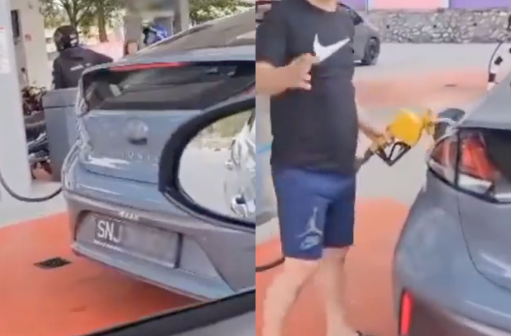 malaysian man interjects as couple uses singapore-plated car to fill up ron95 petrol