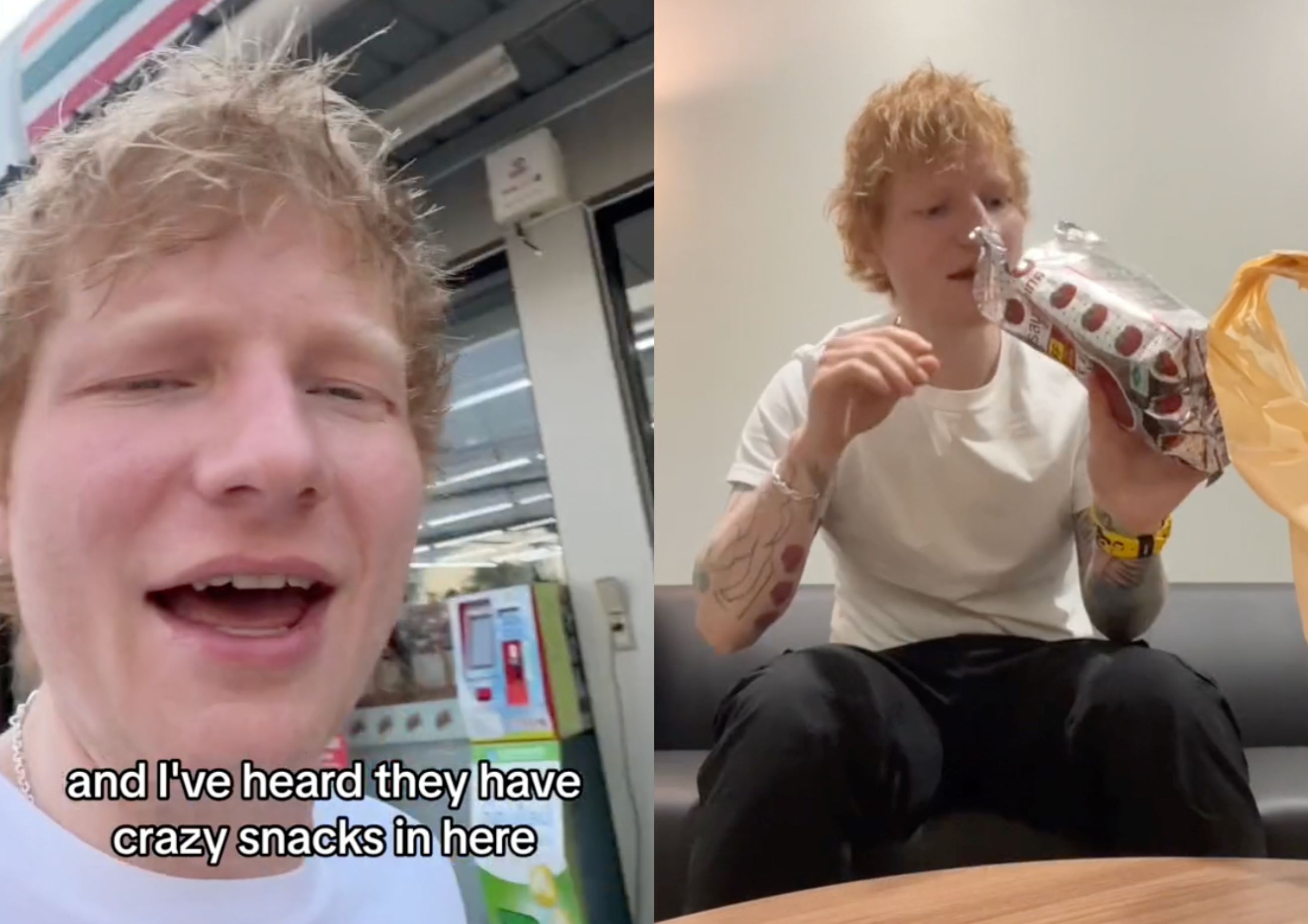 ed sheeran explores 7-eleven snacks in bangkok during tour, amusing netizens!