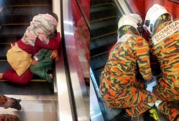kanak-kanak perempuan patah jari kaki akibat tersepit eskalator