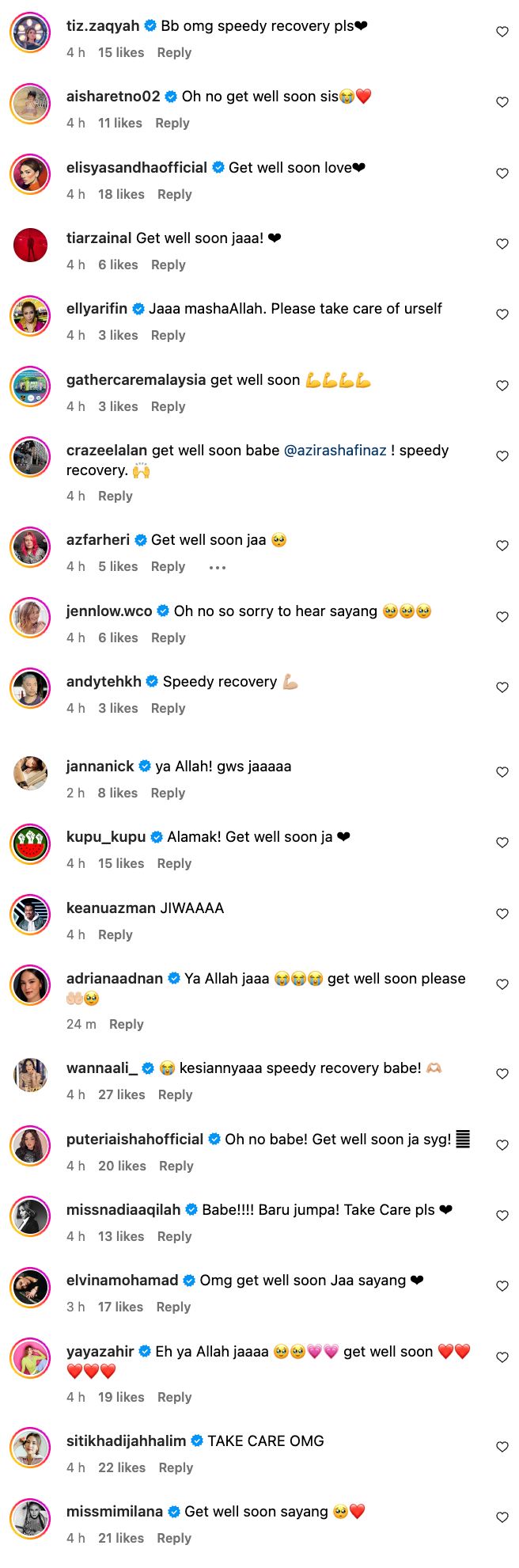 tulang lengan tangan azira shafinaz retak, minta doa agar cepat sembuh