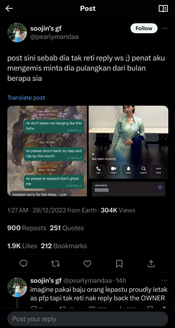 isu kawan pinjam baju tak pulang, uyaina kongsi kisah hampir serupa, “ada kesan darah ..” [video]