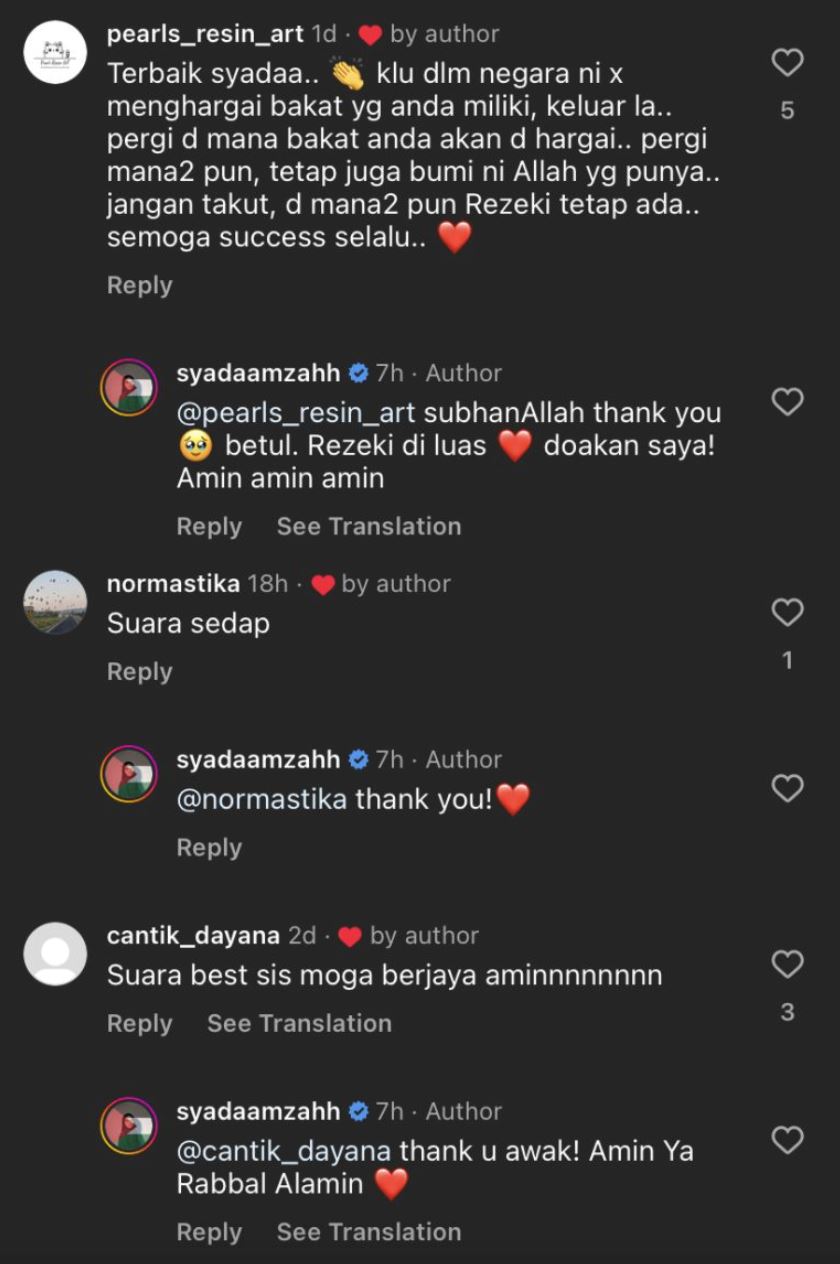 syada amzah tenang dan yakin nyanyi lagu bahasa tagalog, “dah boleh nyanyi di china ni..”