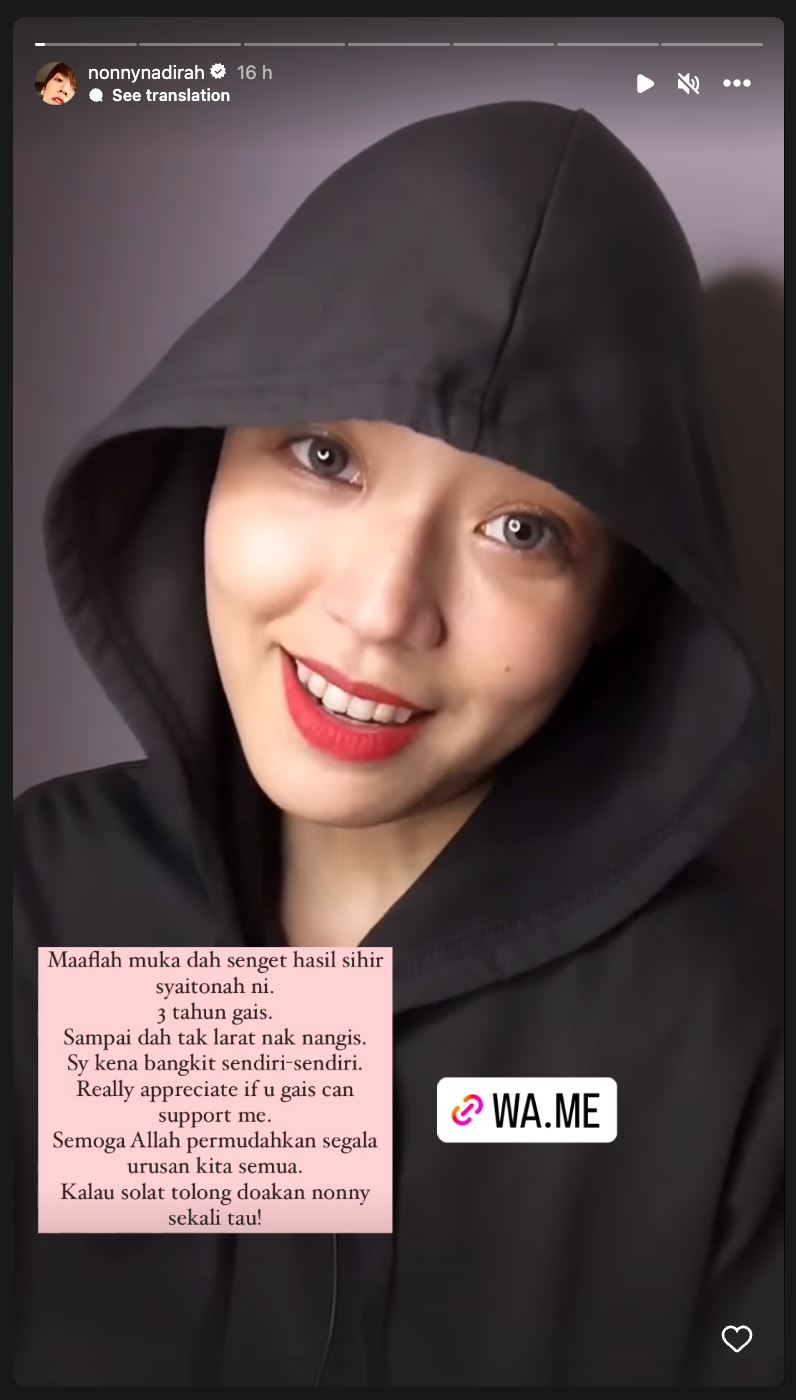 nonny nadirah dedah dirinya jadi mangsa sihir, “dah tak mampu nangis..”