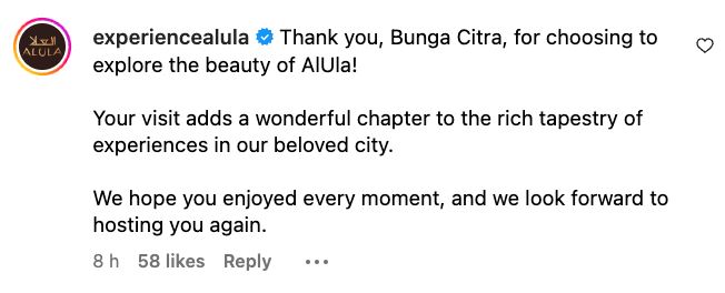 selesai buat umrah, bunga citra lestari kongsi pula momen bercuti di kota al ula