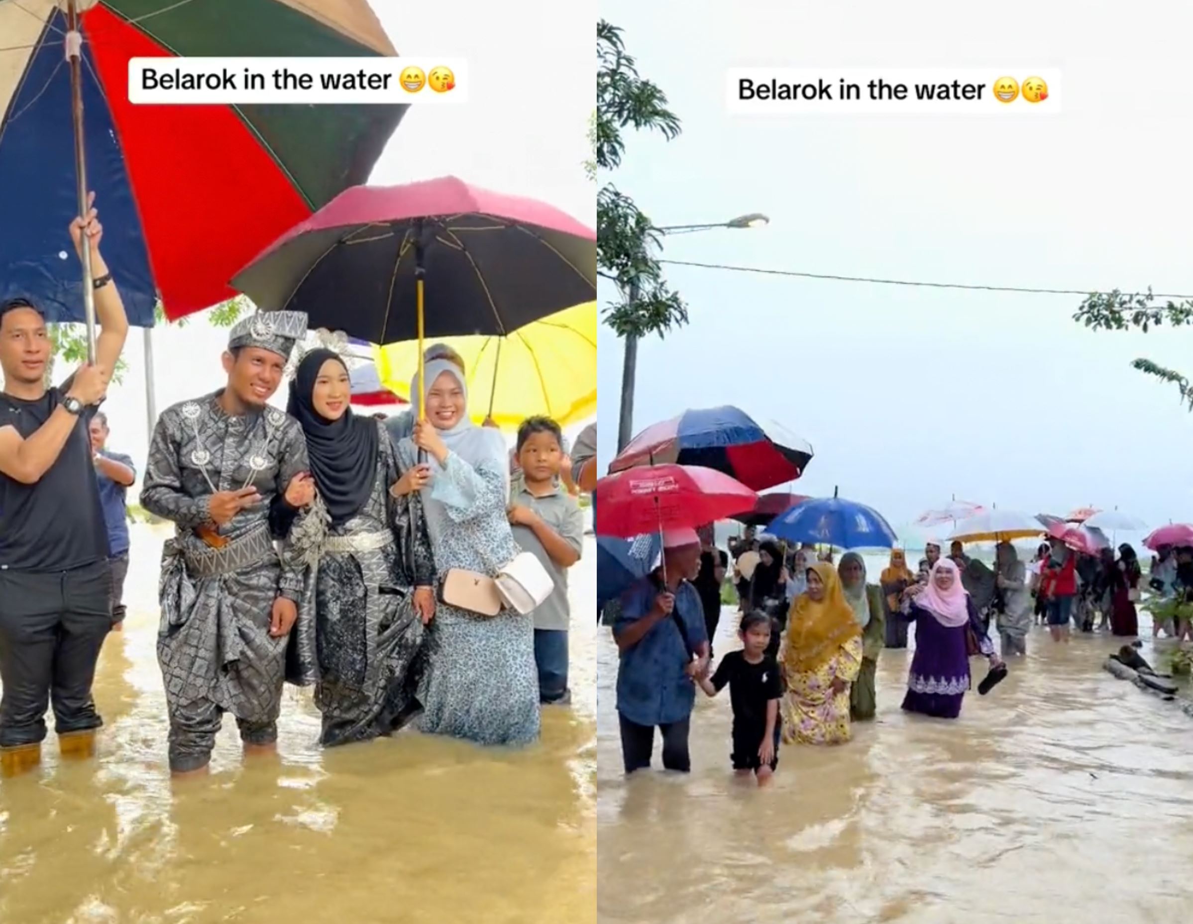 family in kelantan celebrates wedding amid ankle-high flood conditions