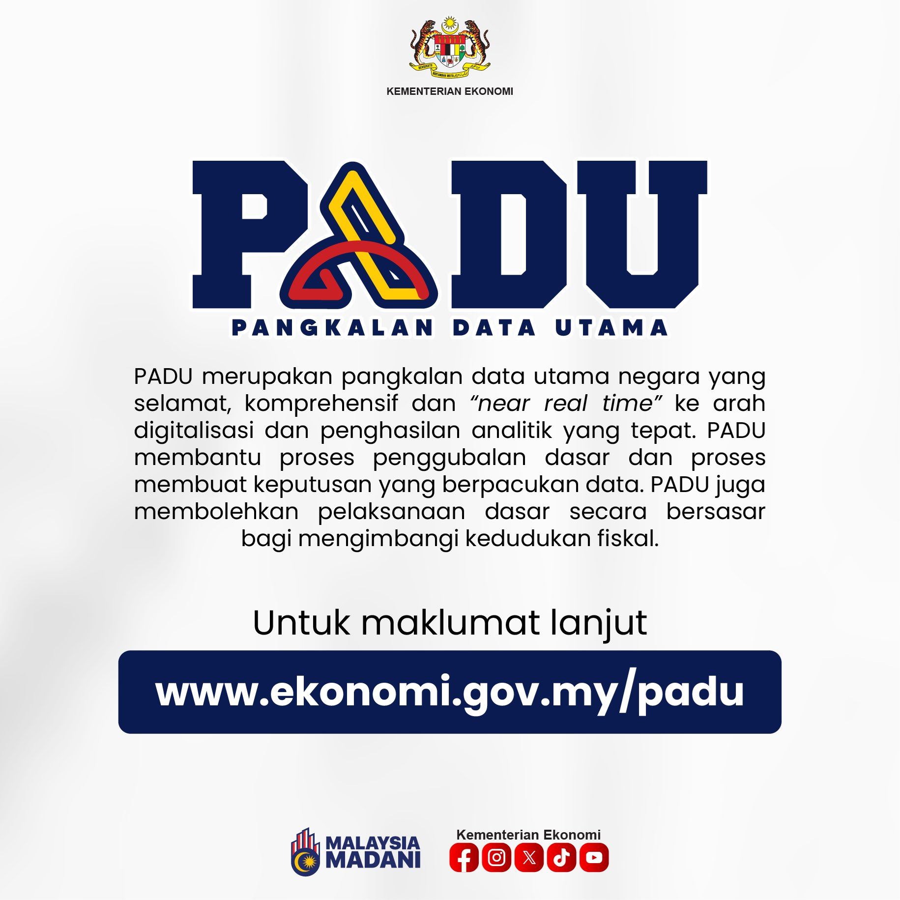 semua rakyat malaysia, umur 18 tahun ke atas boleh daftar padu mulai 2 jan – kem. ekonomi
