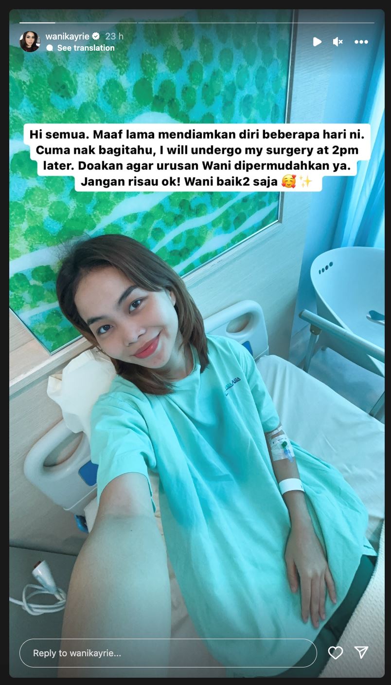 selamat jalani pembedahan hernia, wani kayrie mahu rehat sebentar