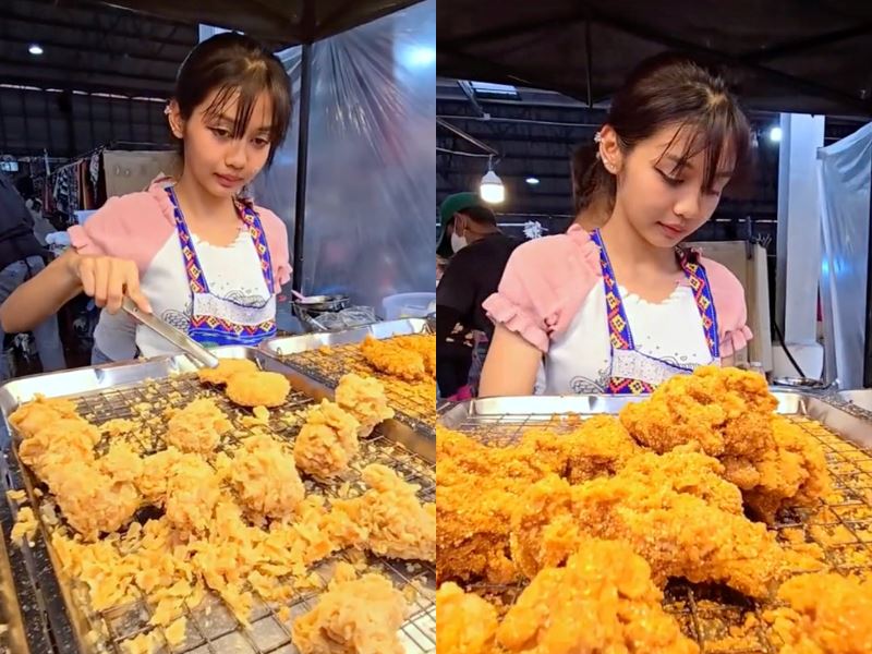 thai teen selling fried chicken goes viral for resembling blackpink's lisa