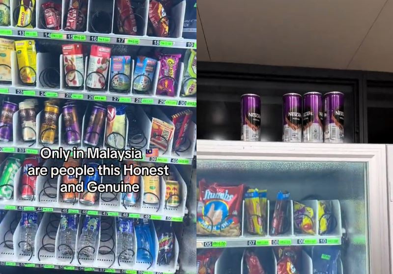 honest malaysians leave extra vending machine drinks untouched, impressing netizens