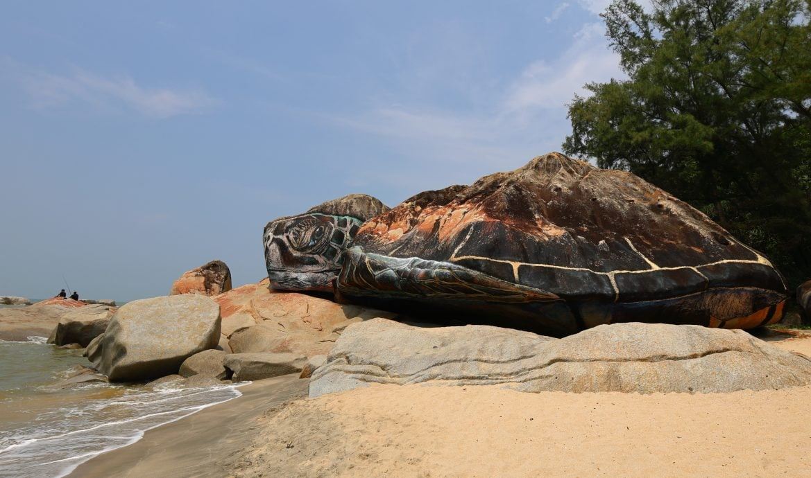 海滩岩石变身巨型海龟❗就在关丹丹绒柏灵栋海滩🌊