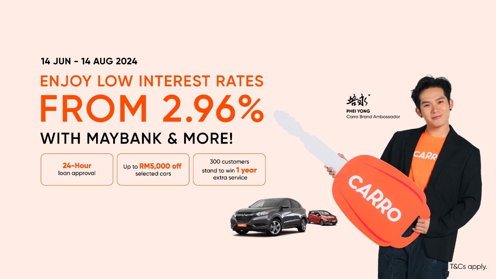 Malaysian influencer Phei Yong promoting Carro's car loan low interest rate promotion