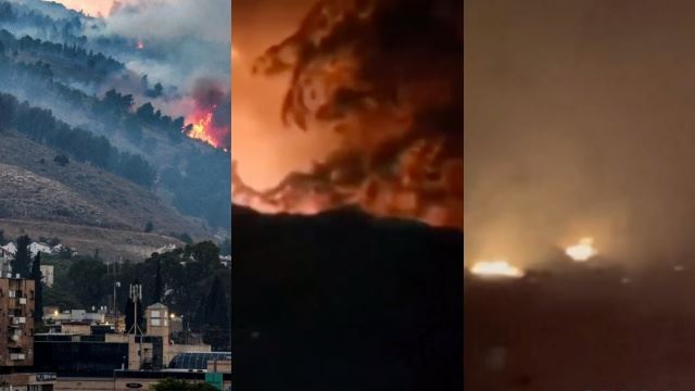 tembakan roket hizbullah akibatkan kebakaran di utara israel