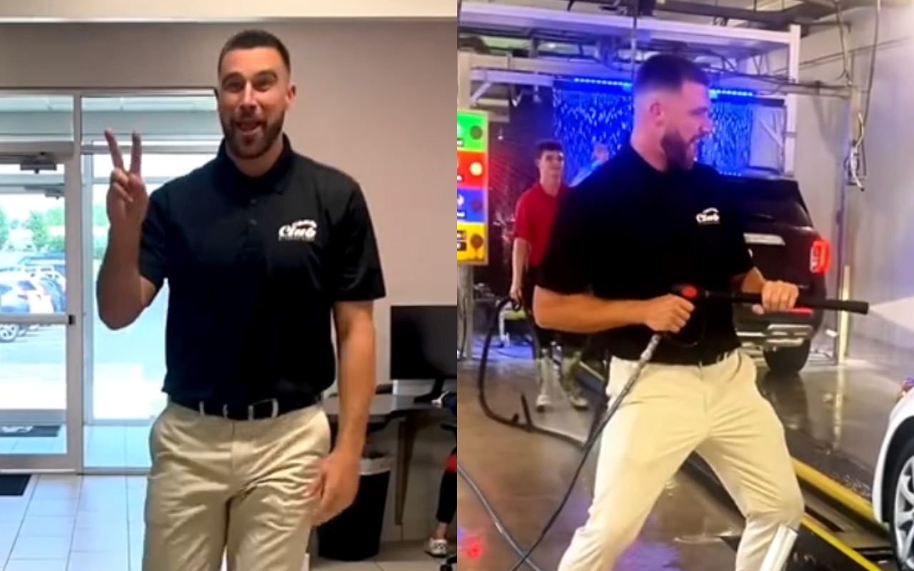 taylor swift's boyfriend, travis kelce, an atiny? fans react to his recent tiktok post