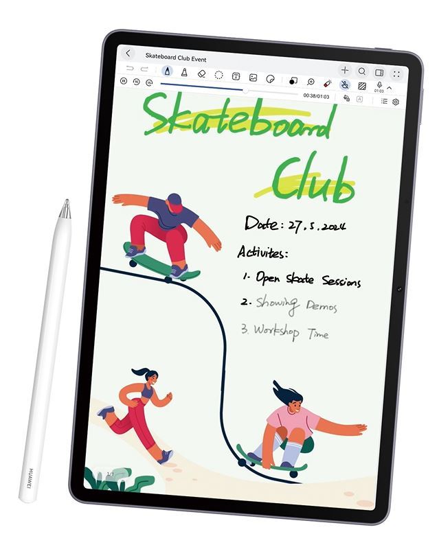 HUAWEI MatePad PaperMatte screen showing the HUAWEI Notes tool for note-taking