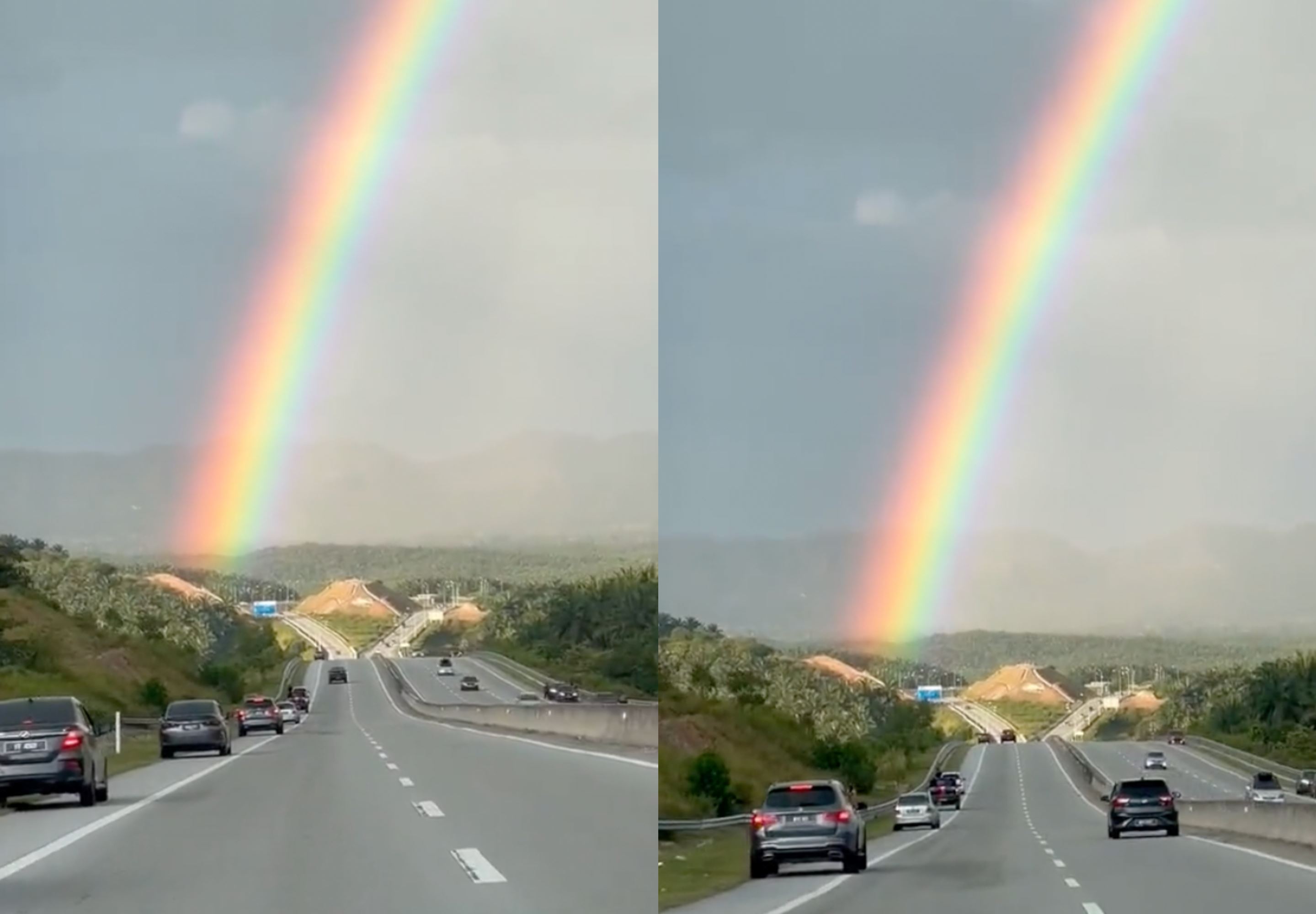 malaysian captures stunning rainbow on pahang road, possibly the clearest ever recorded