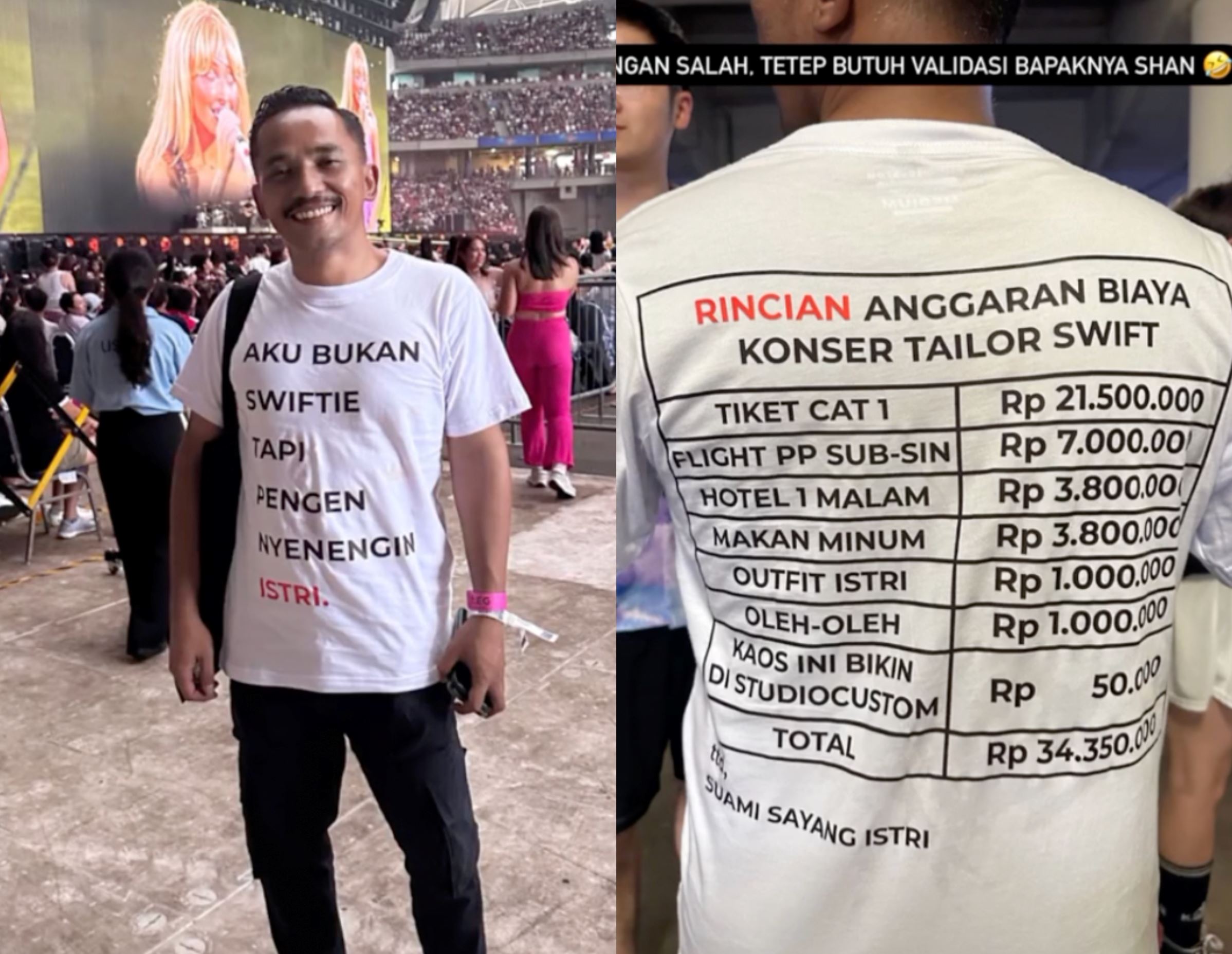 indonesian husband splurges rm11,000 on taylor swift concert with wife and flaunts it on this t-shirt!