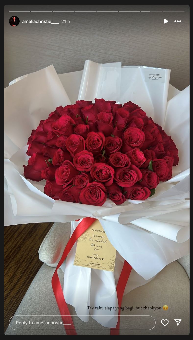 terima jambangan bunga dari ‘secret admire’, amelia christie luah rasa teruja