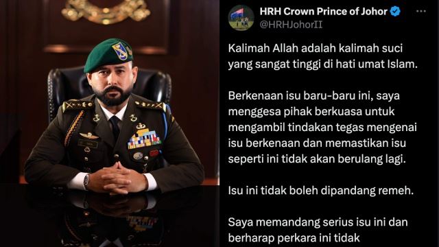 “isu ini bukan remeh” - jual stoking tertera kalimah allah, pemangku sultan johor seru tindakan tegas dikenakan