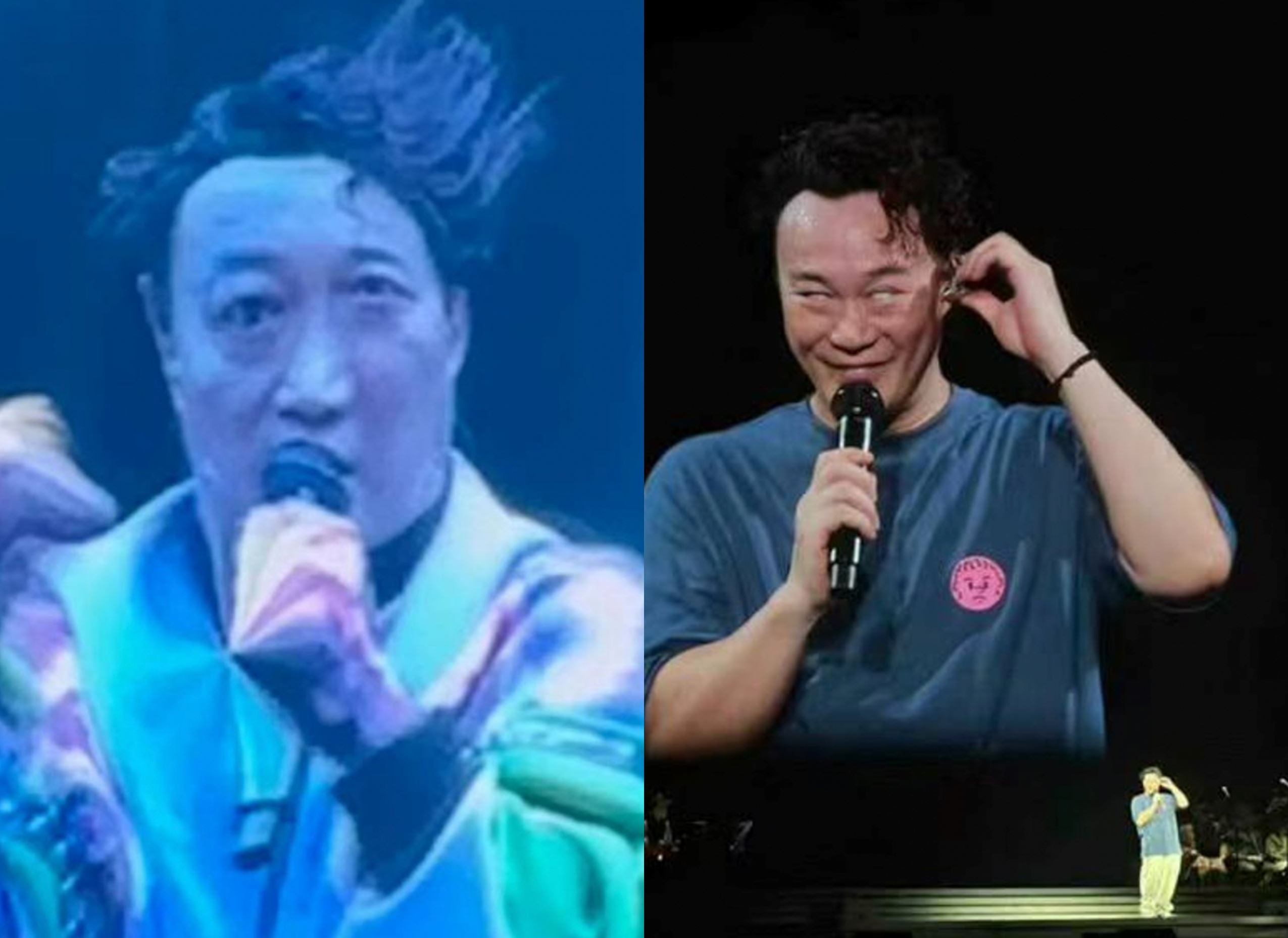 fans share hilarious photos of eason chan from his concerts, spreading moments of happiness online!