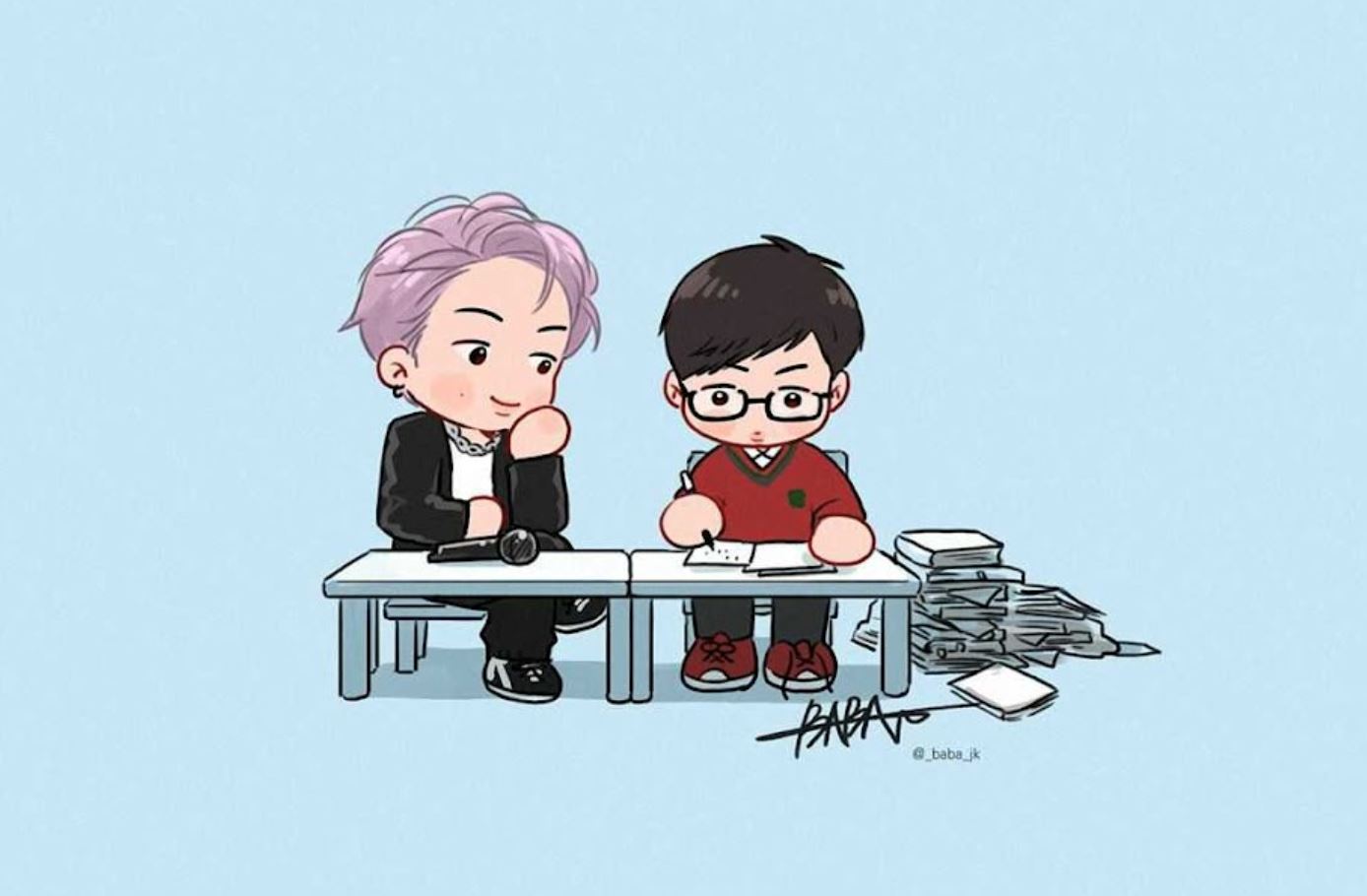 my heart feels warm bts v touched by fan art, invites artist to work with his company