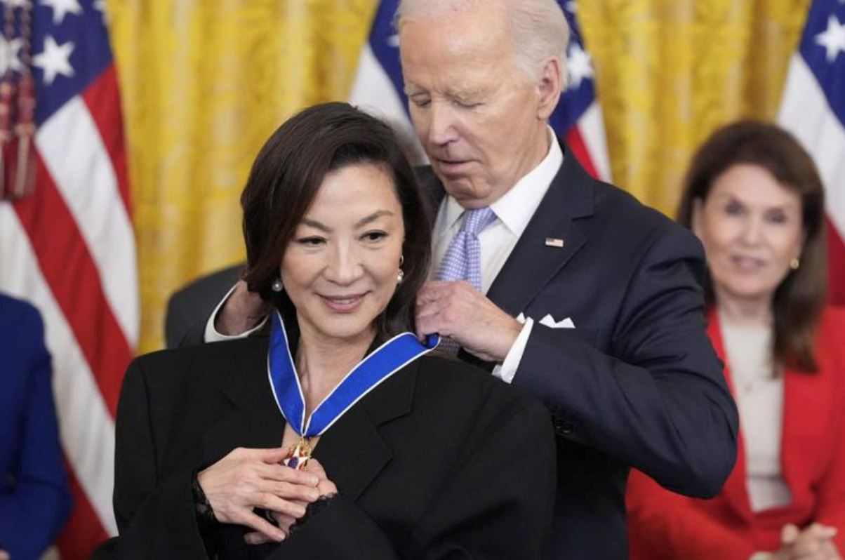 malaysia's oscar-winning actress, michelle yeoh receives the presidential medal of freedom