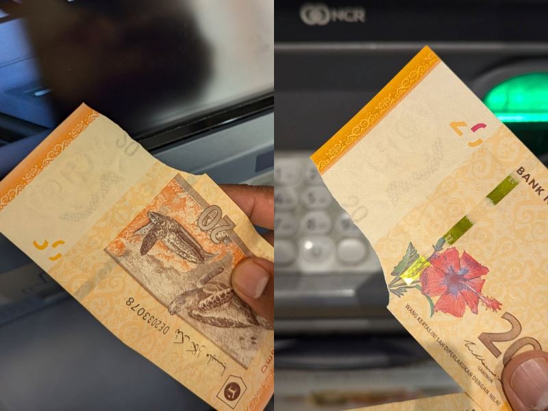“such an inconvenience!” malaysian expresses discontent after receiving torn rm20 note from atm