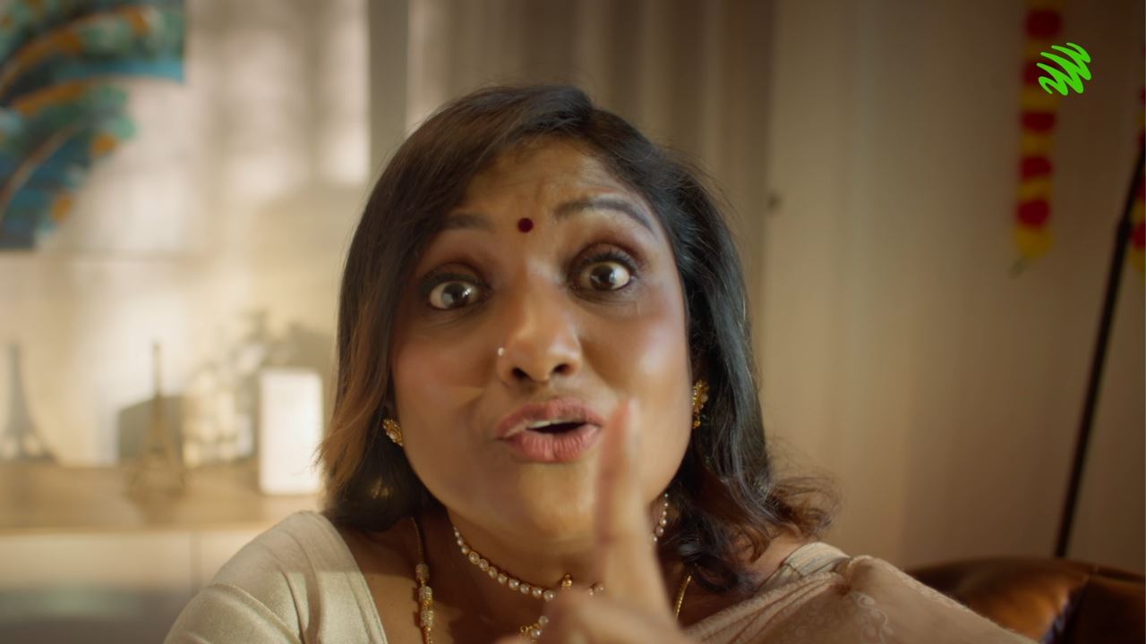 Indian mother speaking on a video call