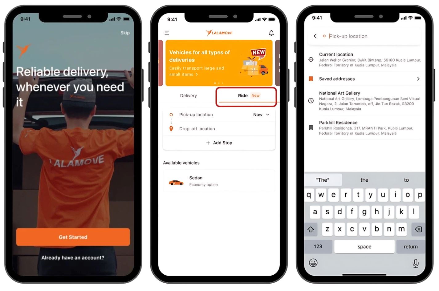 Lalamove guide step 1,2 and 3