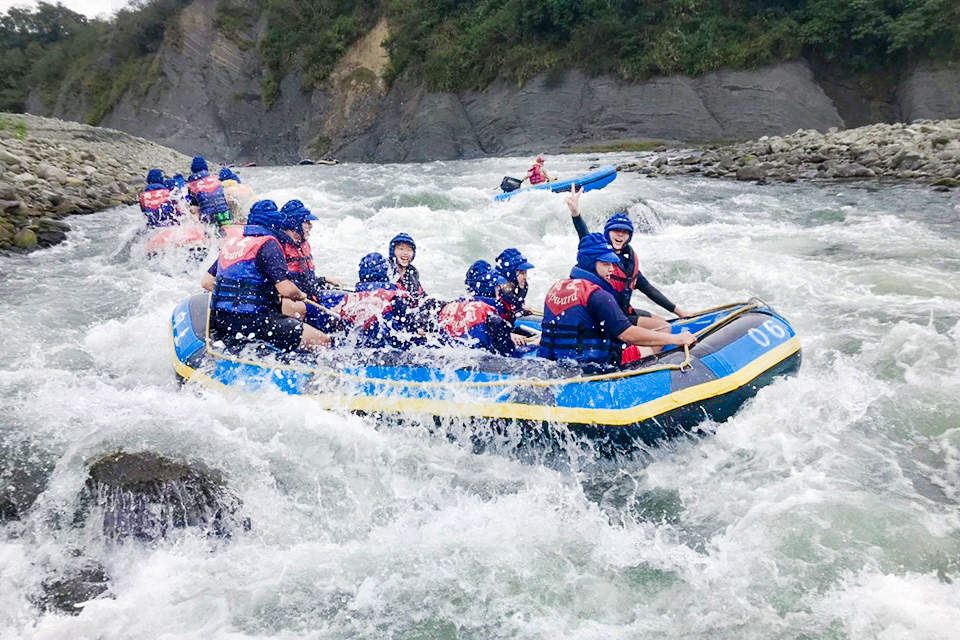 A group river rafting in Taitung, Taiwan
