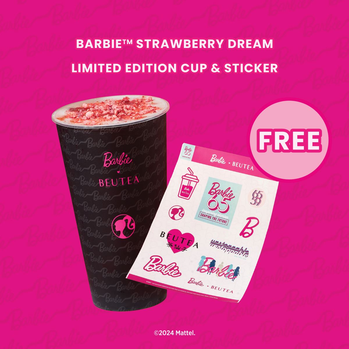 barbietm x beutea 梦幻联动！推全新联名限定饮品周边！