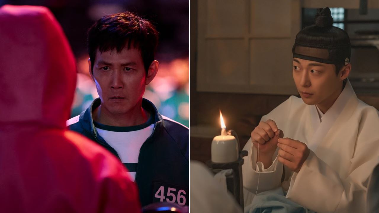 A man staring at a hooded figure and a man in a traditional attire