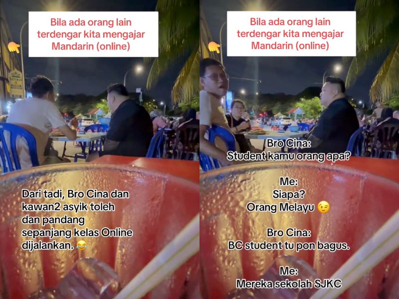 freelance mandarin tutor praised during lesson at mamak, “they were watching me”