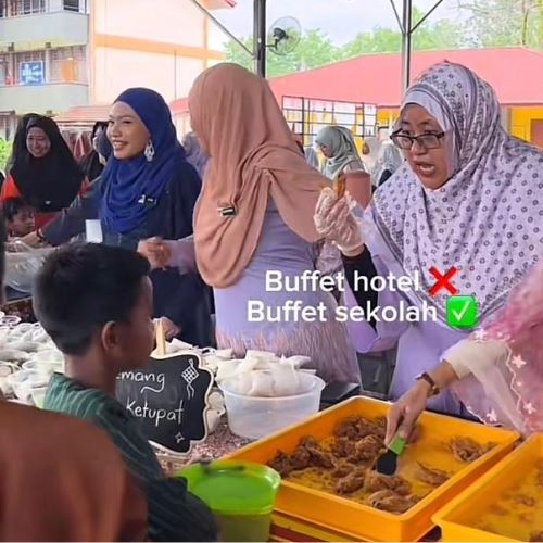 jamuan hari raya sekolah berkonsepkan buffet, netizen puji usaha guru