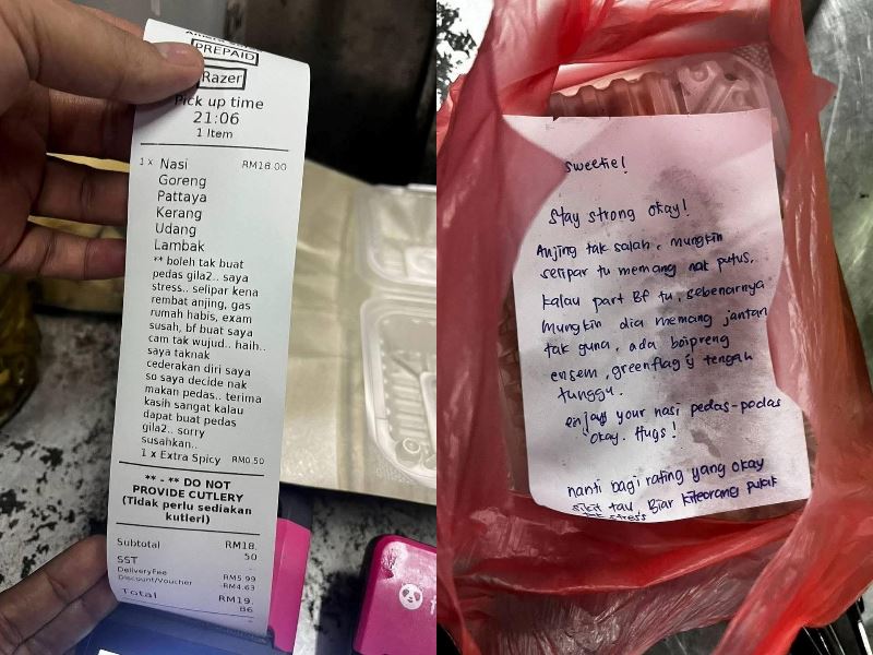 malaysian woman orders “pedas gila” meal to cope with stress, seller’s kind reply goes viral