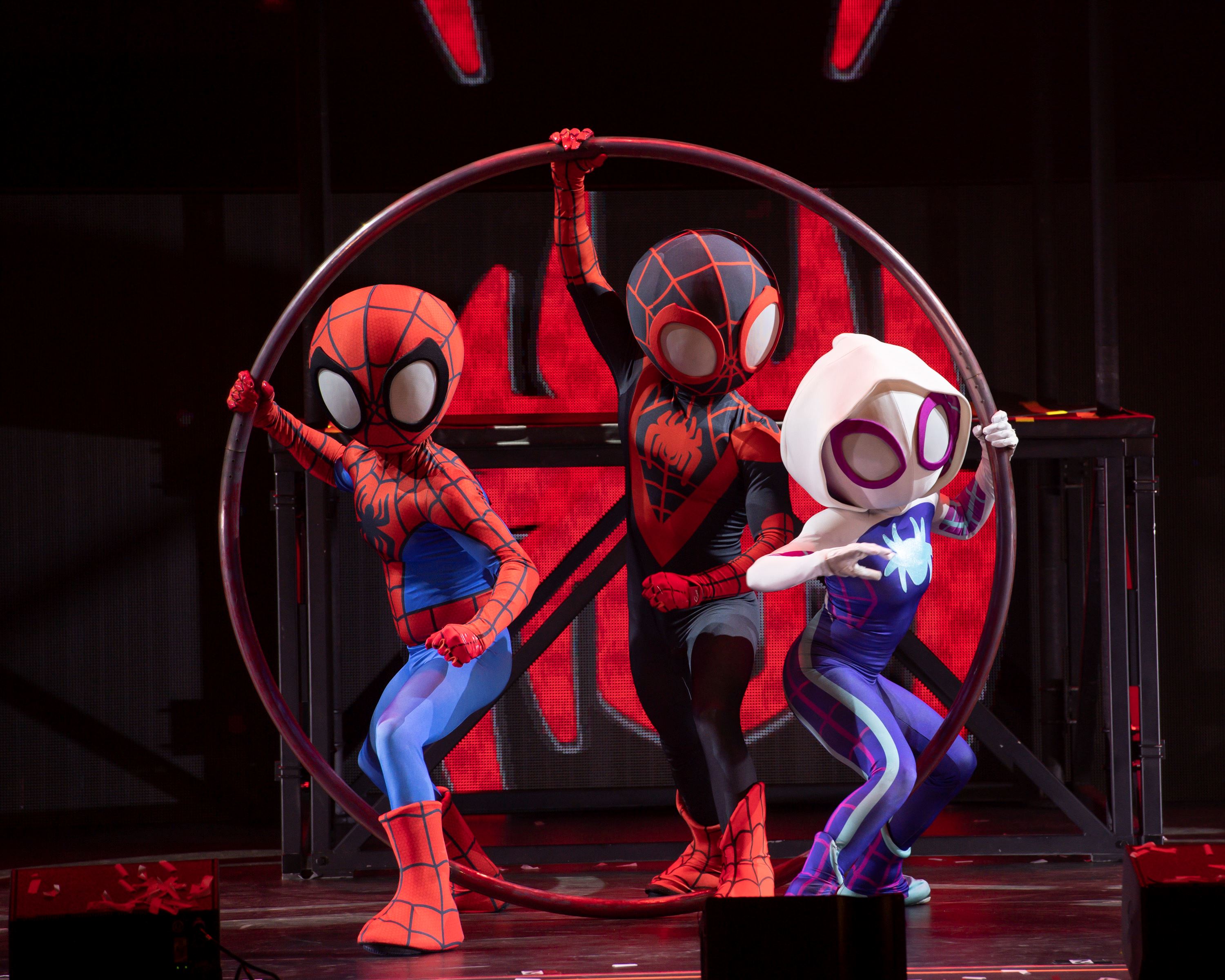 Team Spidey performing on stage