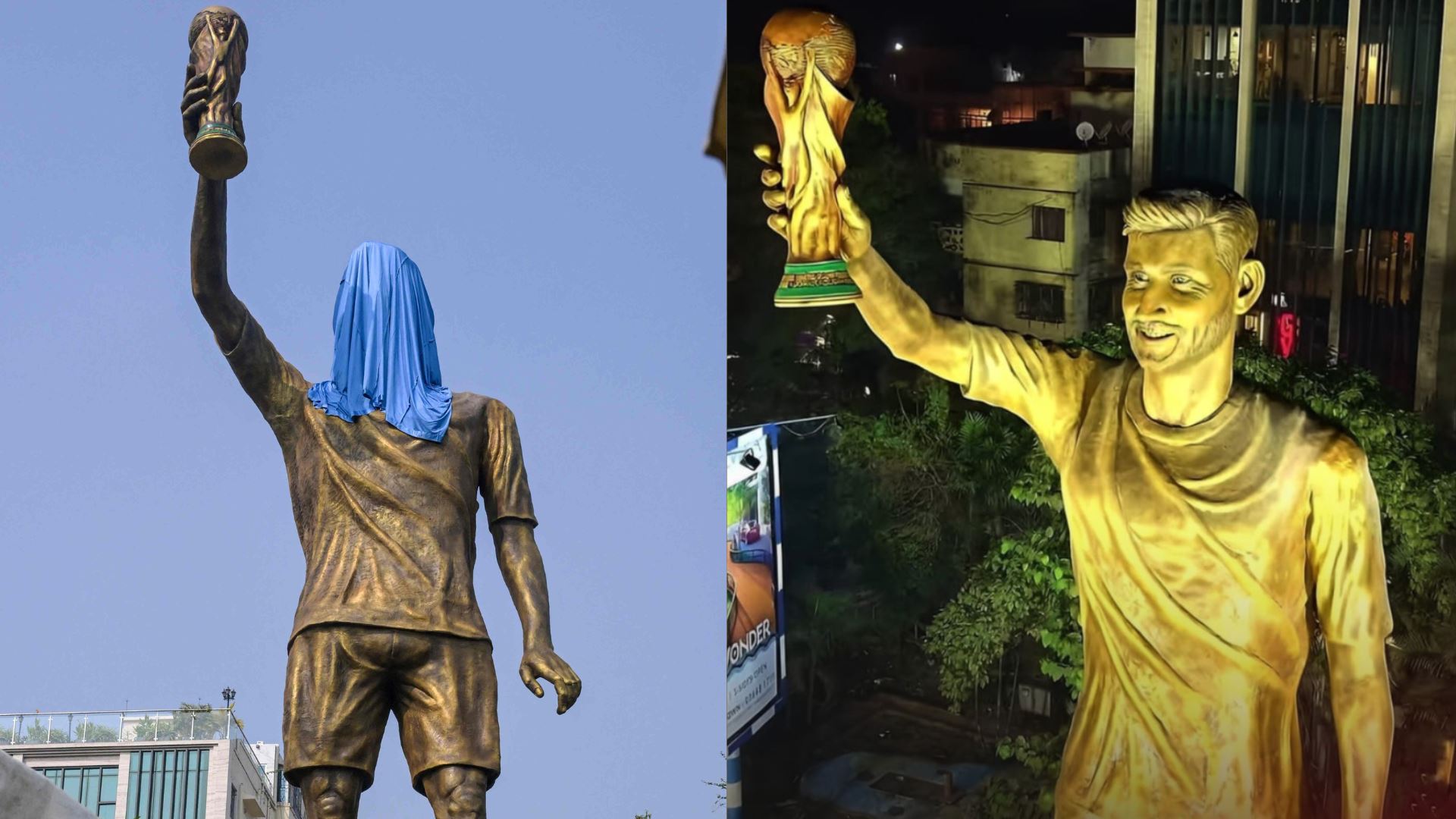 patung gergasi lionel messi di india cetus perhatian peminat bola sepak dunia