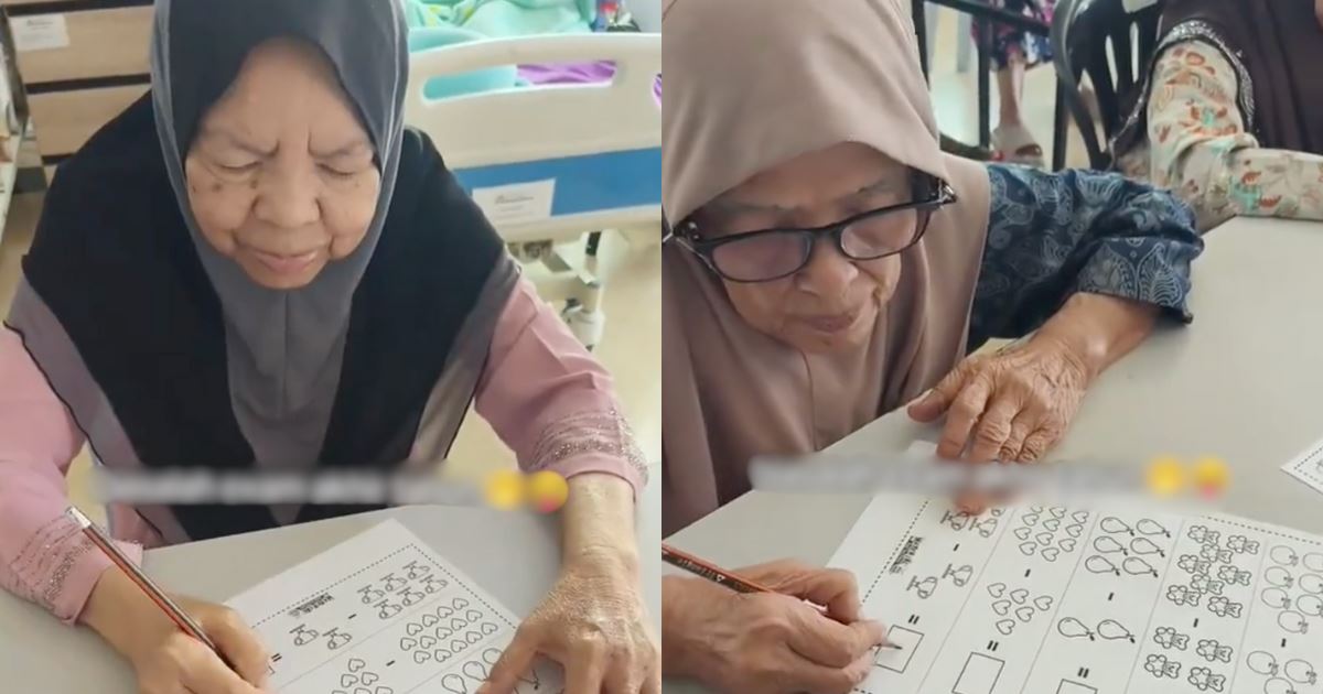 gelagat opah-opah kena jawab exam matematik, buat netizen terhibur!