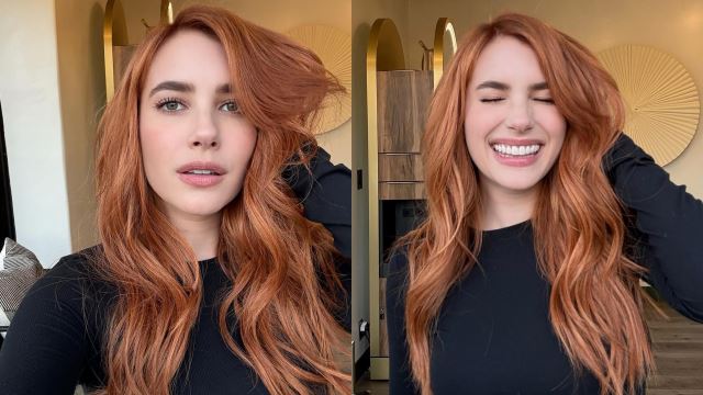 emma roberts debuts stunning sunshine red hair makeover