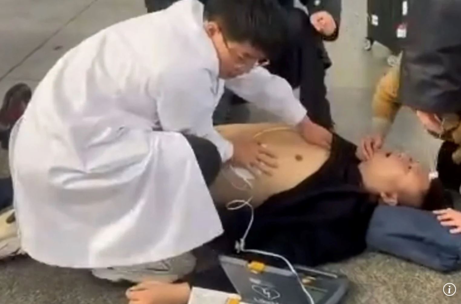 man in china suffers heart attack at train station, insists on going to work instead of hospital
