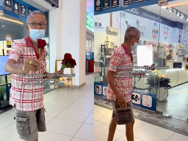 elderly man warms hearts by giving out roses to strangers on valentine's day