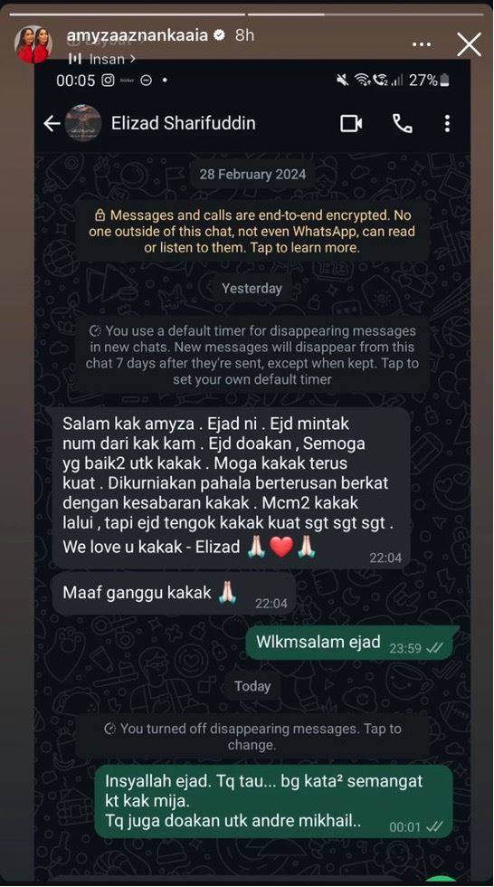 elizad titip semangat buat amyza aznan - “macam-macam kakak lalui”