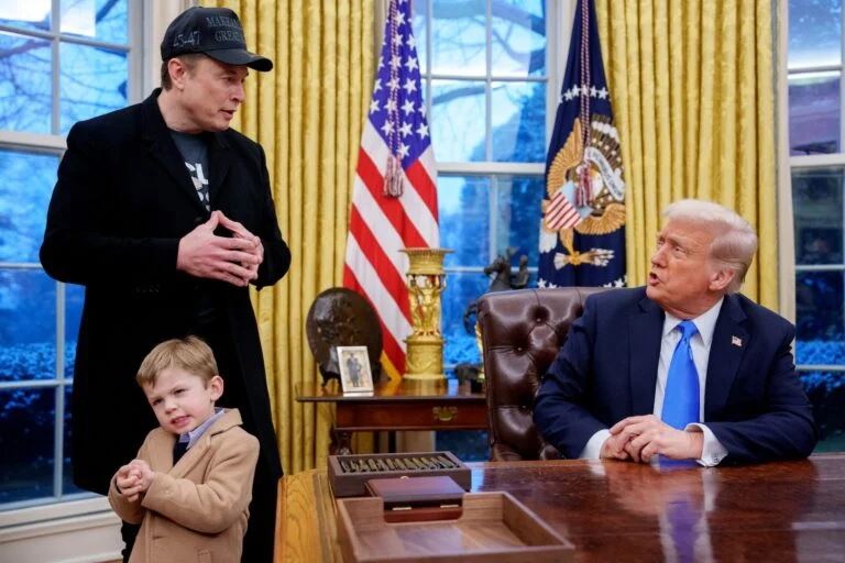 trump announces desk swap after viral incident with elon musk’s 4-year-old son