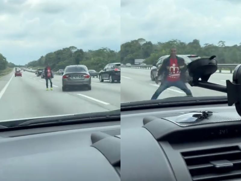 m’sian shares shocking encounter with man throwing himself at cars on north-south expressway
