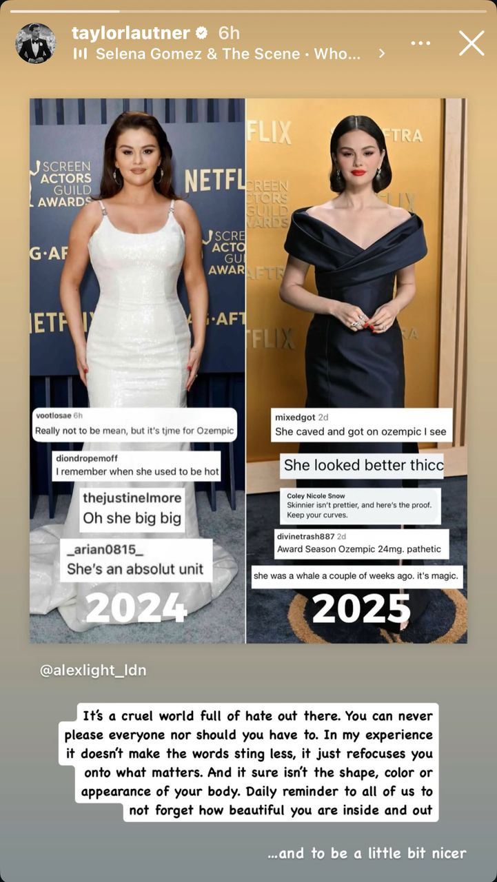 taylor lautner stands up for selena gomez amid body-shaming comments