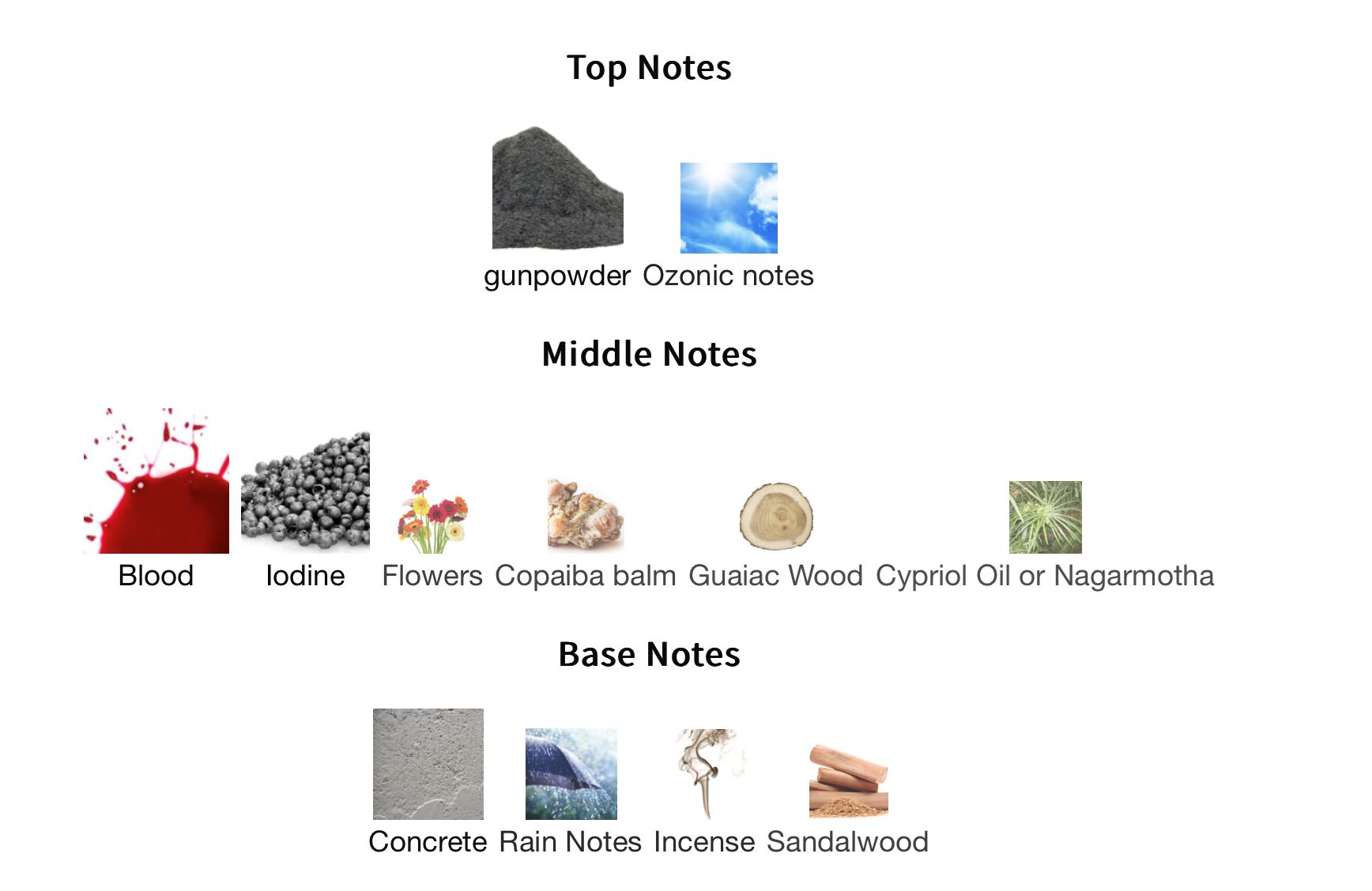 Notes perfume Toskovat Inexcusable Evil