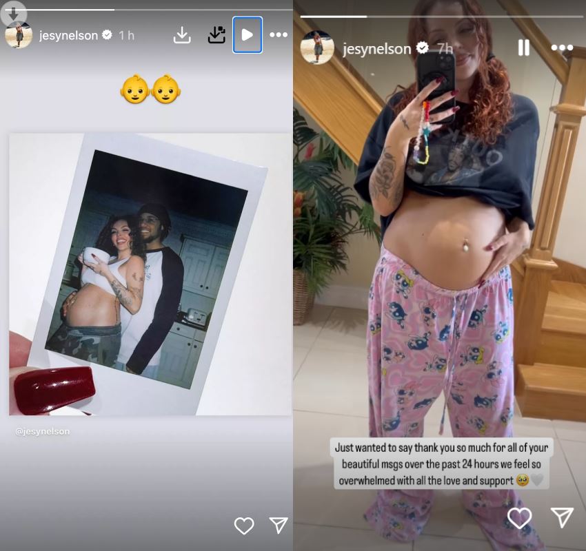 jesy nelson pregnancy announcement, suggests twins are on the way with zion foster