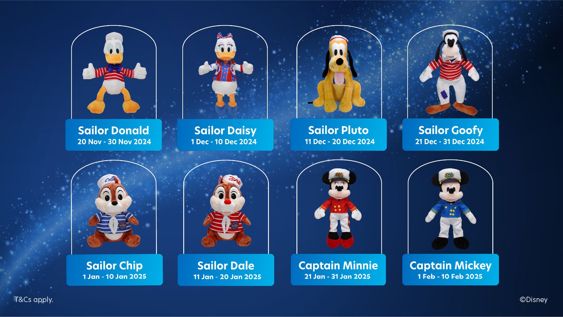 A compilation of 8 Disney limited-edition plushies