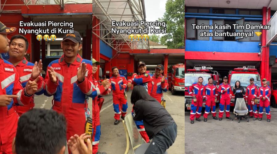 firefighters save the day (and a nose piercing) in unusual rescue mission