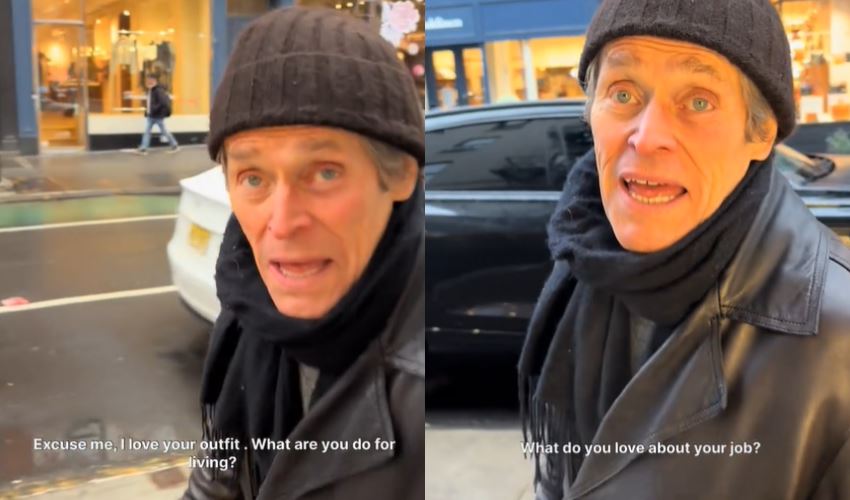willem dafoe responds to surprising 'what do you do for a living?' question in viral tiktok video